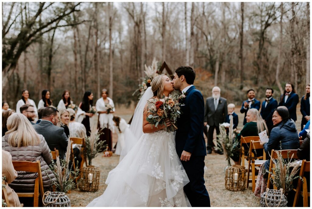 first kiss photo at the sixty two wedding venue in madison, ga